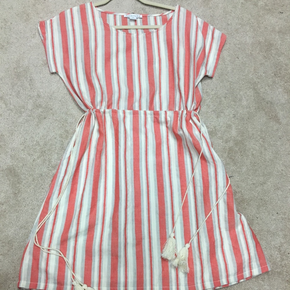 Orange/grey/cream striped dress